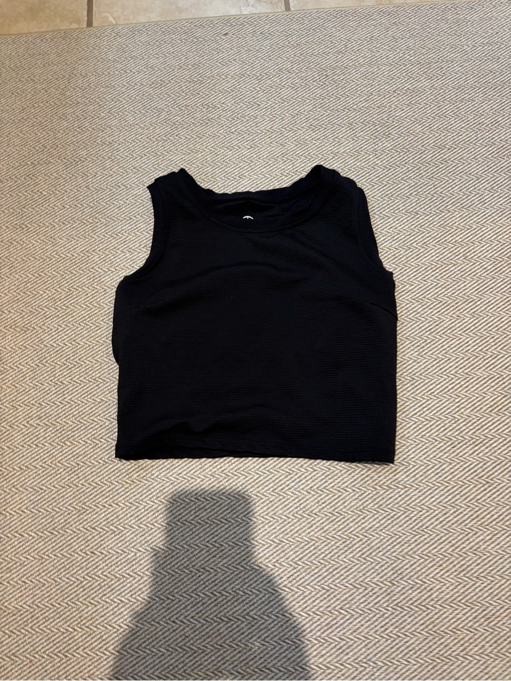 Black Ribbed Sleeveless Crop Tank